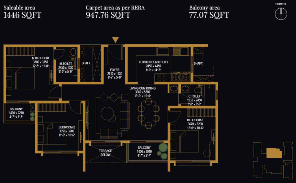 NBR Soul of the Seasons 3 BHK apartment floor plan