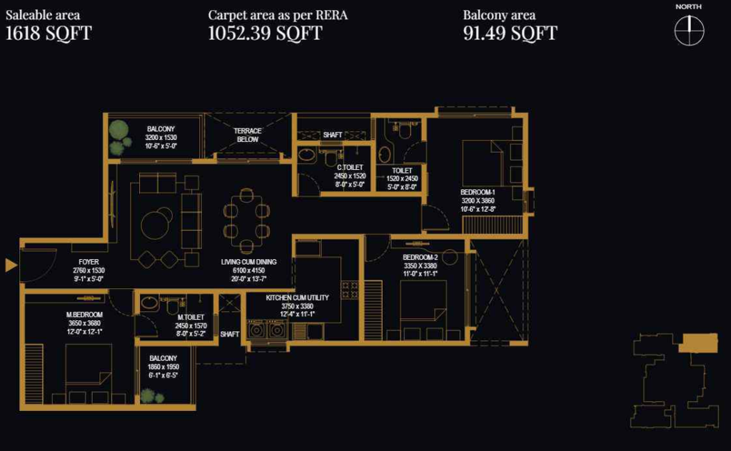 NBR Soul of the Seasons 3 BHK apartment floor plan